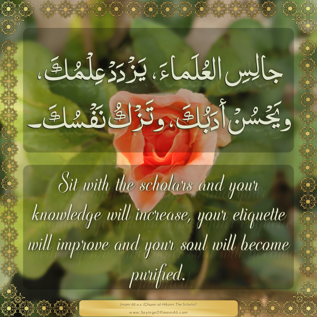 Sit with the scholars and your... — Imam Ali (a.s)