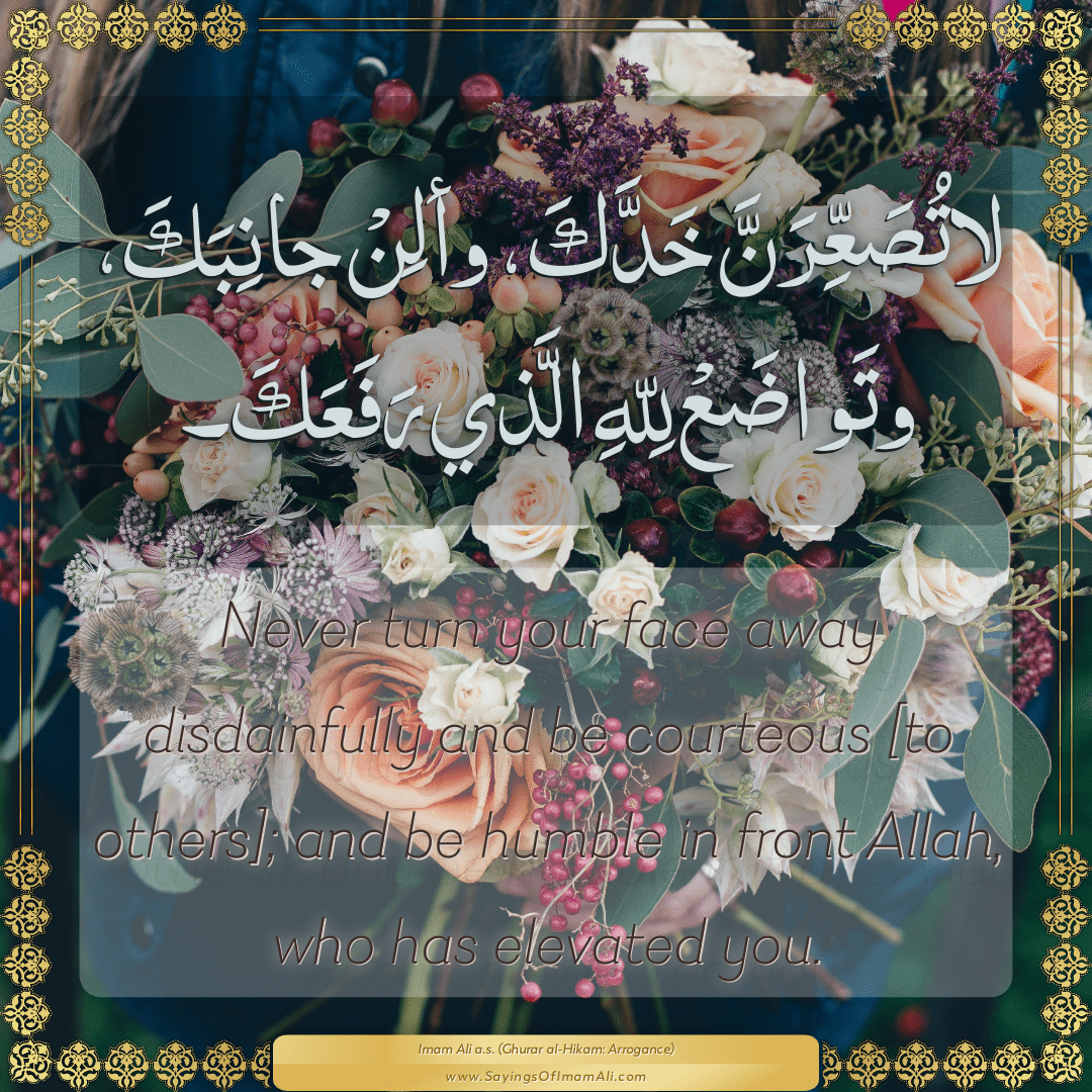 Never turn your face away disdainfully... — Imam Ali (a.s)