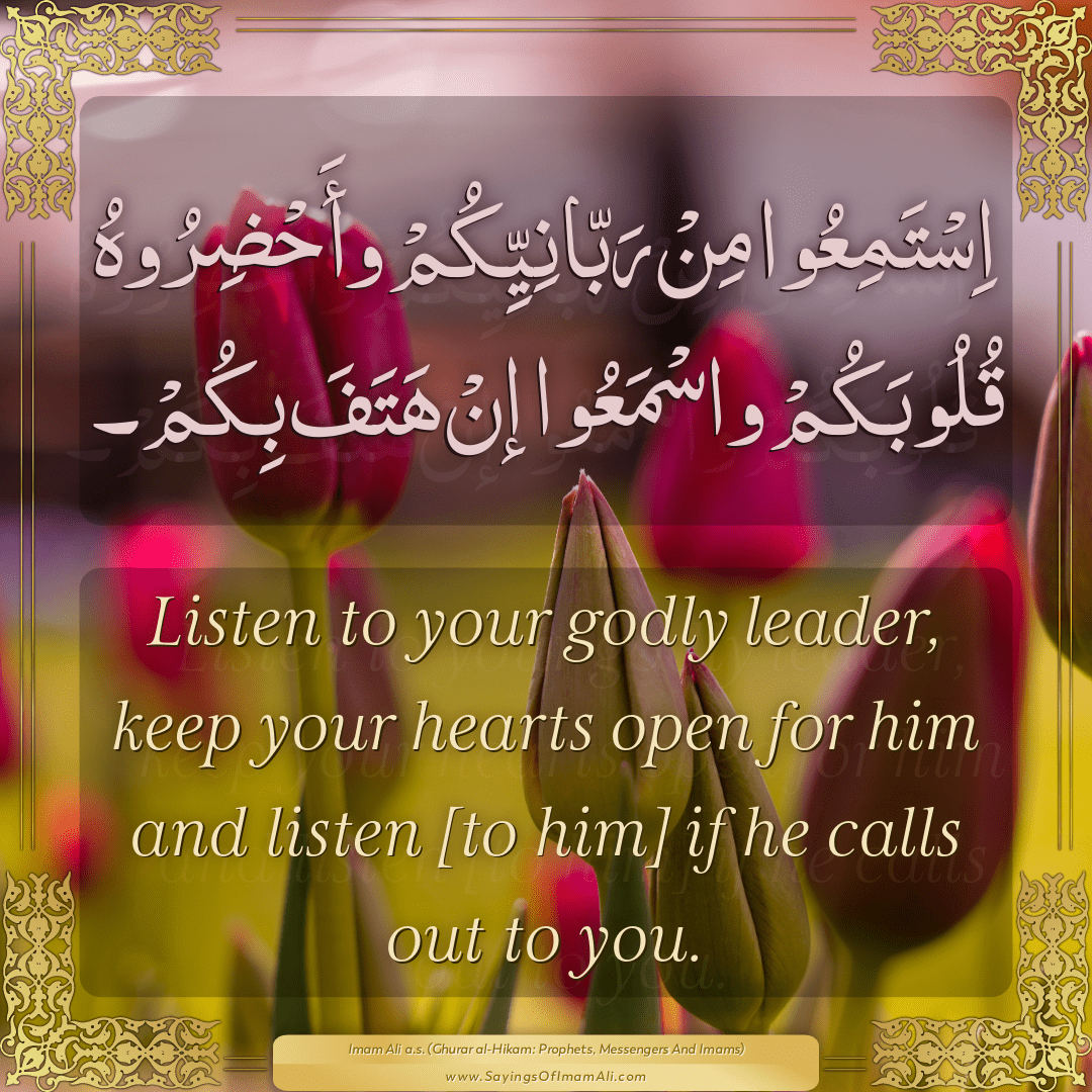 Listen to your godly leader, keep your... — Imam Ali (a.s)