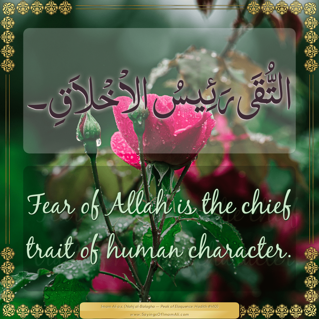 Fear of Allah is the chief trait of... — Imam Ali (a.s)