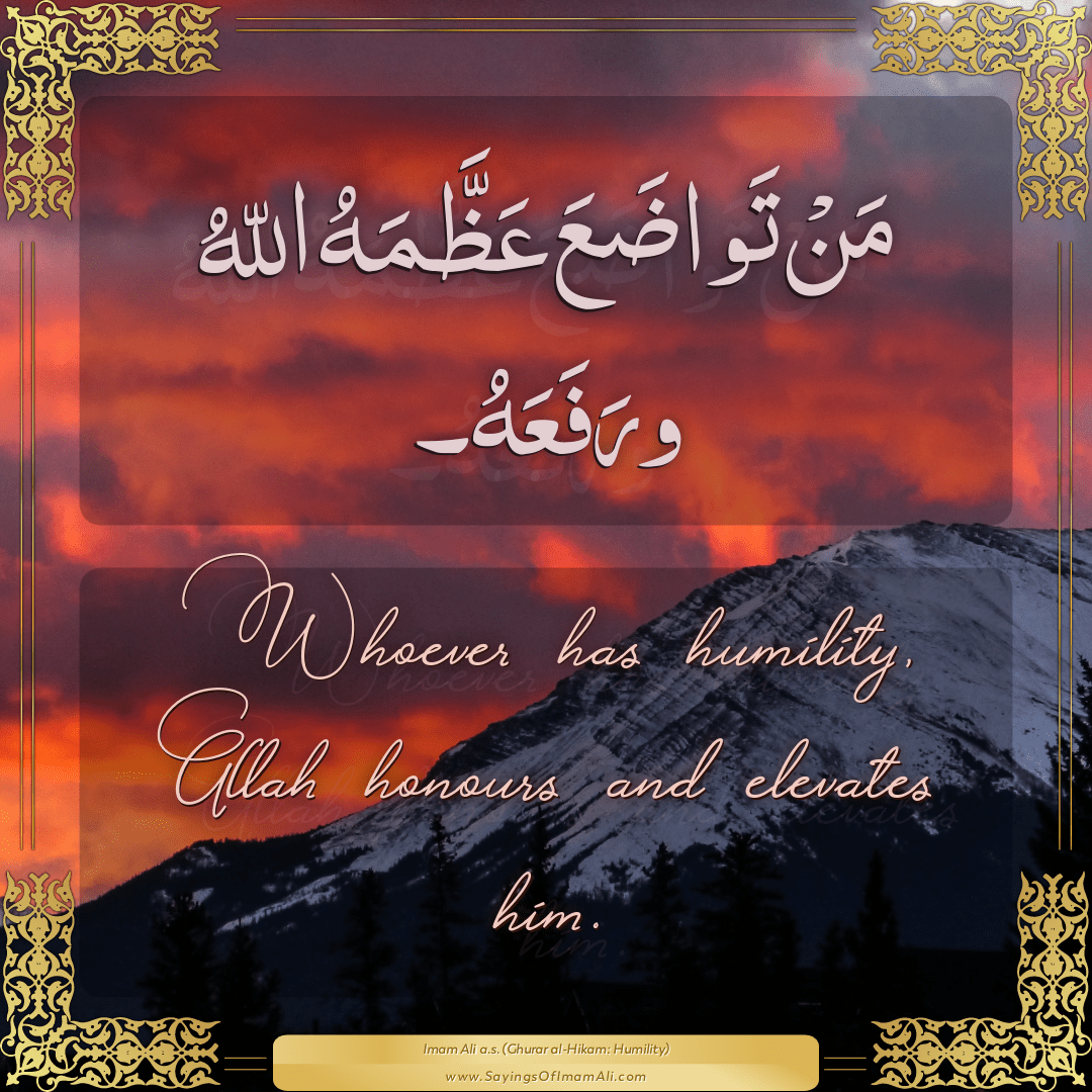 Whoever has humility, Allah honours and... — Imam Ali (a.s)